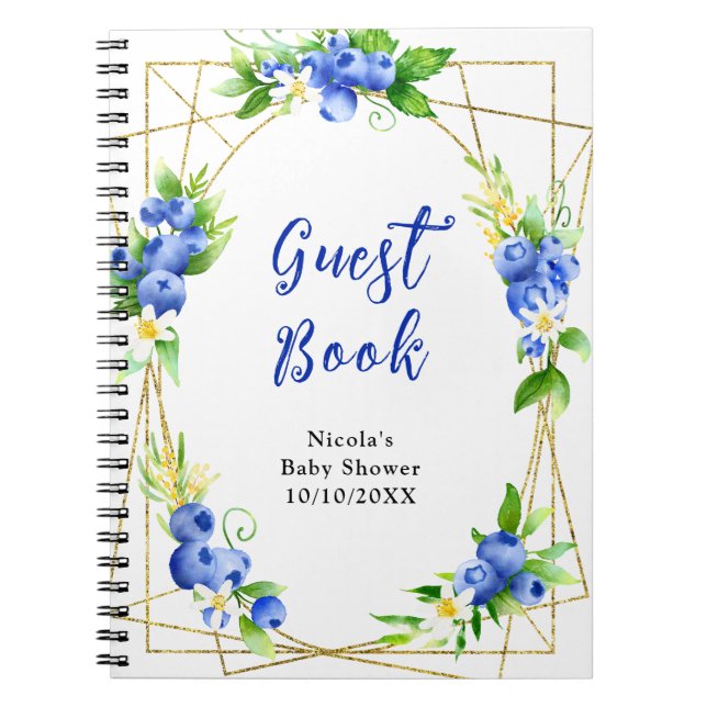 Cuaderno Blueberry Floral Baby Shower Guest Book (Frente)