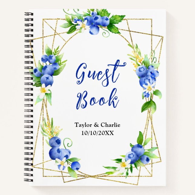 Cuaderno Blueberry Floral Wedding Guest Book (Anverso)