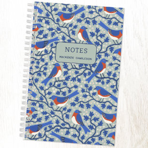 Cuaderno Bluebird Ave y Flor Personalizada