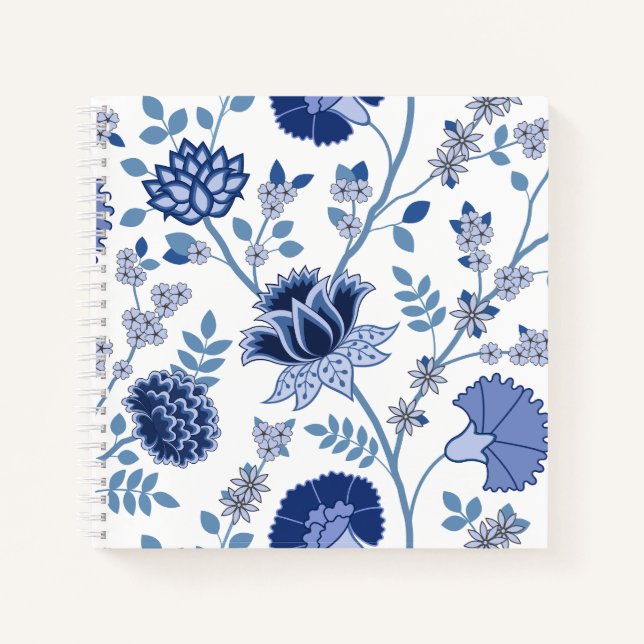 Cuaderno Blues del patrón de 2Way floral jacobeo en blanco (Anverso)
