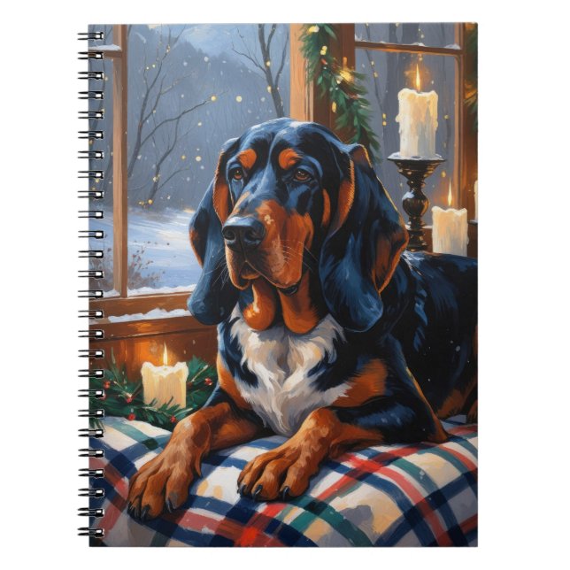 Cuaderno Bluetick Coonhound con Luces de Navidad Fiesta (Frente)