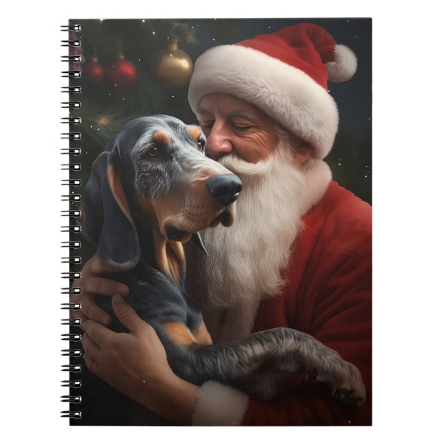 Cuaderno Bluetick Coonhound con Santa Claus Navidad (Frente)