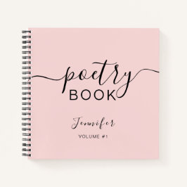 Cuaderno Blush Pink Black Script Your Name Poetry