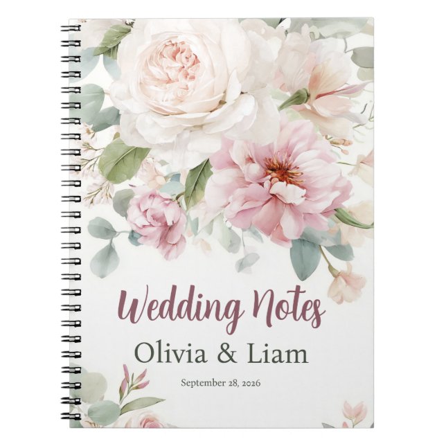Cuaderno Blush Pink Floral Personalized Wedding Planner (Frente)
