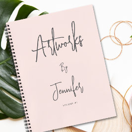 Cuaderno Blush Pink Grey Script Name Artwork Sketchbook 