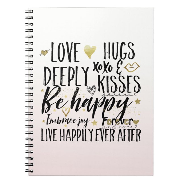 Cuaderno Blush Pink Love Hugs XOXO Kisses Happy Heart (Frente)