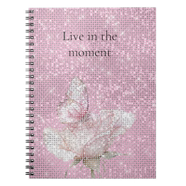 Cuaderno Blush Pink Rose Butterfly Sparkle  (Frente)