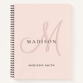 Cuaderno Blush rosa elegante monograma letra