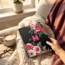 Blush Rosa Floral Monograma Nombre Personalizado