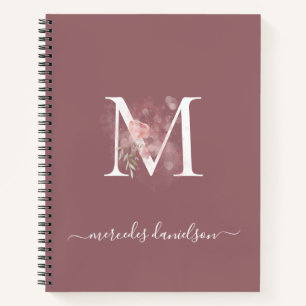 Cuaderno Blush Rosa Floral Monogramado Transparente Moderno
