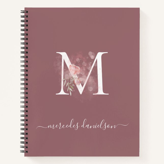 Cuaderno Blush Rosa Floral Monogramado Transparente Moderno (Anverso)