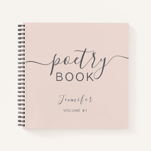 Cuaderno Blush Rosa Gris Escribe Tu Nombre Poesía (Anverso)