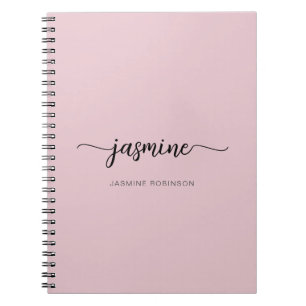 Cuaderno Blush Rosa Moderno Monograma de Nombre con Letra S