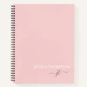 Cuaderno Blush Rosa Personalizado Moderno Monograma Nombre