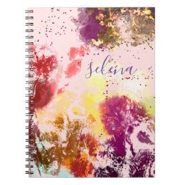 Cuaderno Blush Rosa Púrpura Floral Botánico Monogramado