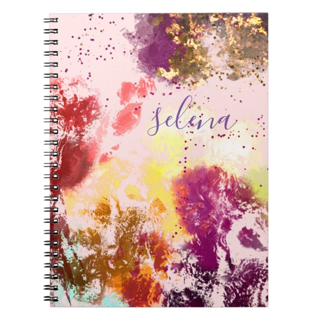 Cuaderno Blush Rosa Púrpura Floral Botánico Monogramado (Frente)