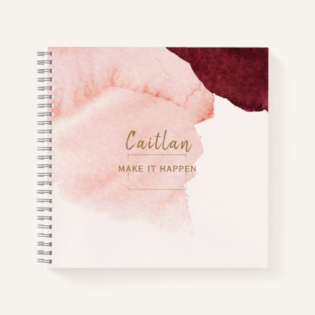 Cuaderno Blush Rosa Terracota Monograma Abstracto  (Anverso)