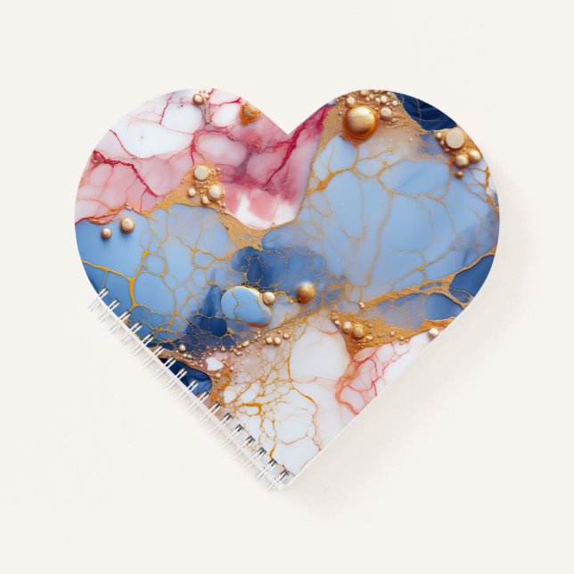 Cuaderno Blush & Sapphire Marble with Golden Pearls (Anverso)