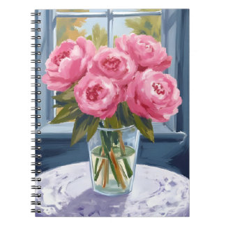 Cuaderno Blushing Peony Bouquet | Pink Flower Painting