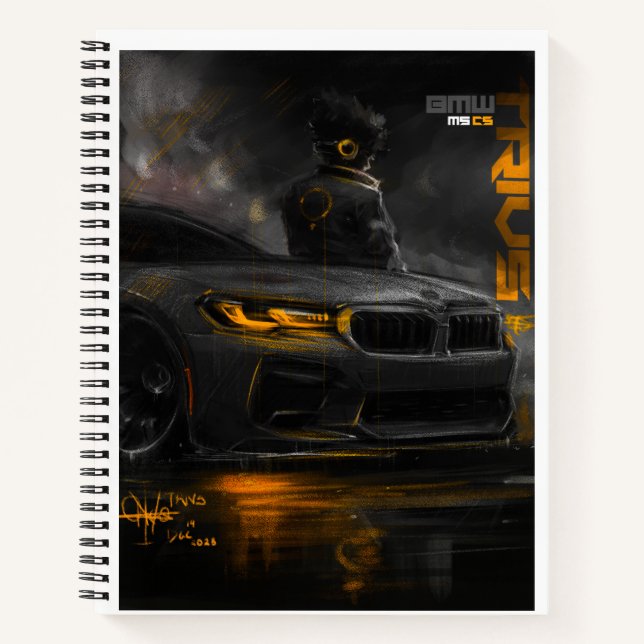 Cuaderno BMW m5 con acentos naranjas (Anverso)