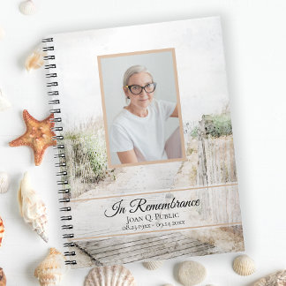 Cuaderno Boardwalk to Beach Funeral Memorial Guest Book