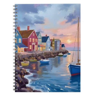 Cuaderno Boat Day | Coastal Bay Ocean Watercolor Painting