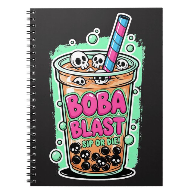Cuaderno Boba Blast – ¡Bebe o Muere!  (Frente)