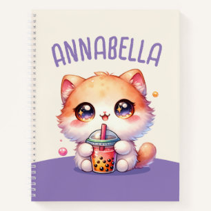 Cuaderno Boba de consumo de gato Té de burbuja