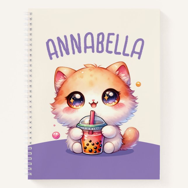 Cuaderno Boba de consumo de gato Té de burbuja (Anverso)
