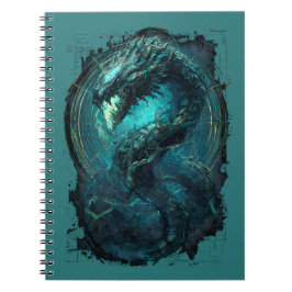 Cuaderno Bobina Espectral Serpiente Cyberpunk Arte Oscuro