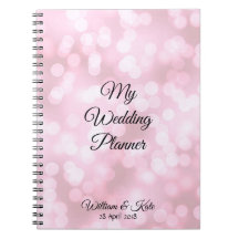 Bóbulos rosados personalizados Boda Planner Notebo