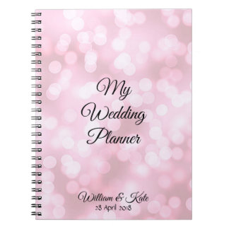 Cuaderno Bóbulos rosados personalizados Boda Planner Notebo