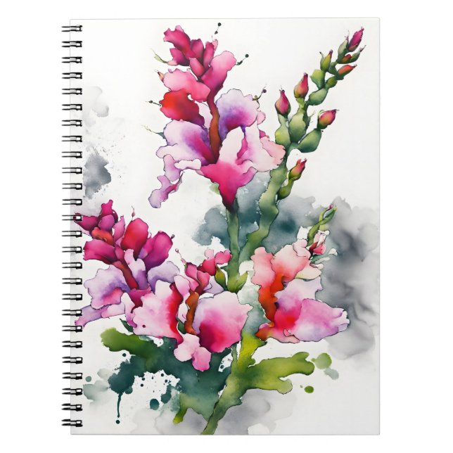 Cuaderno Boca de dragón - Flores de acuarela (Frente)