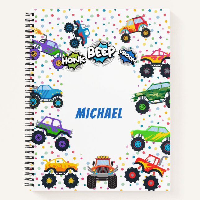 Cuaderno Bocadillo de hongos vroom monstruo trucks boy (Anverso)