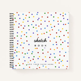 Cuaderno Bocadillo de puntos de polka arco iris blanco