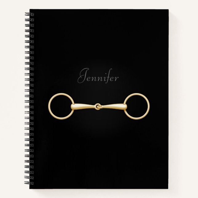 Cuaderno Bocado de Snaffle Dorado Elegante Ecuestre Persona (Anverso)
