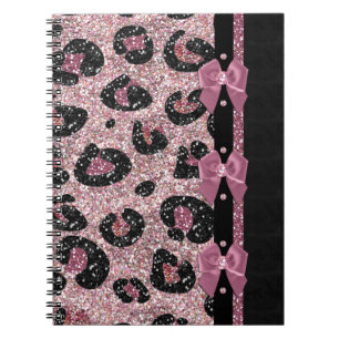 Cuaderno Bocas de cinta de cinta de papel de leopardo rosa 