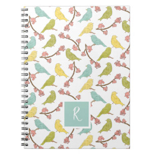 Cuaderno Boceto acuarela Aves y Blooms Monogramado