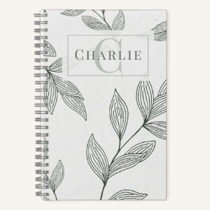 Cuaderno Boceto Botánico Minimalista, Monograma Personaliza
