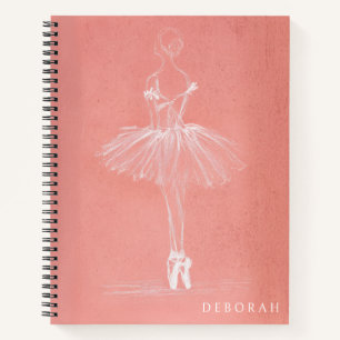 Cuaderno Boceto de bailarina rosa moderno con nombre person