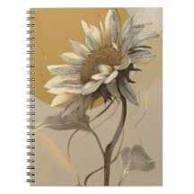 Boceto de Girasol Minimalista Neutro