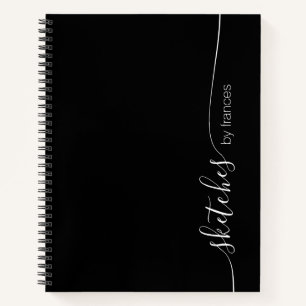 Cuaderno Boceto de guión elegante en blanco y negro persona