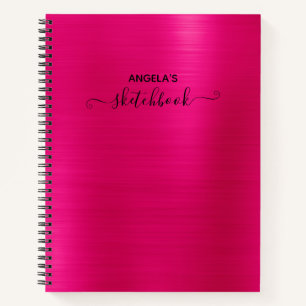 Cuaderno Boceto de lámina de ombre con brillo rosa caliente