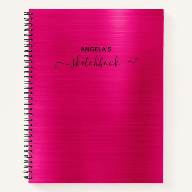Cuaderno Boceto de lámina de ombre con brillo rosa caliente (Anverso)