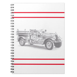 Cuaderno boceto de lápiz de camión de bomberos antiguo dibu