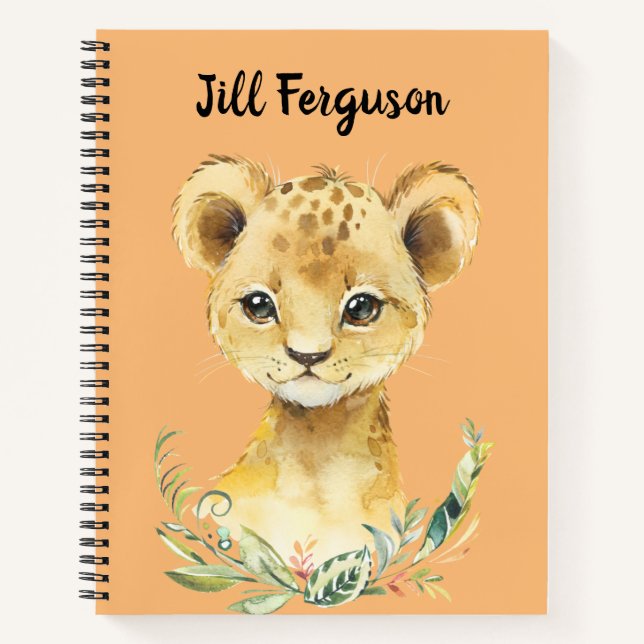 Cuaderno Boceto de León de Bebé Personalizado (Anverso)