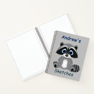 Cuaderno Boceto de mapache personalizado para niños