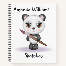 Cuaderno Boceto de oso panda personalizado para niños