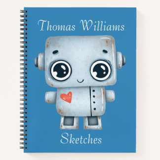 Cuaderno Boceto de Robot Personalizado para Niños 
