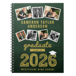 Cuaderno Boceto dorado Graduado 2026 7° Collage de fotos Gr